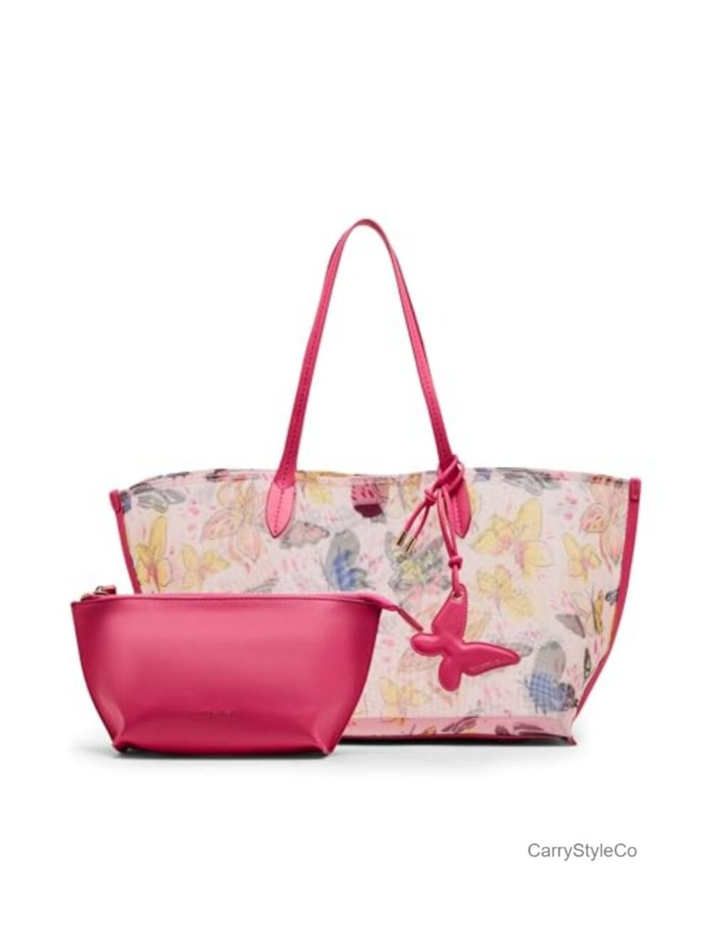Polyvinyl Chloride Printed East West Tote with Charm